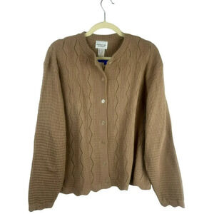NEW Vintage Blair Improved Living Cardigan Sweater Women XL Brown Pointelle Knit